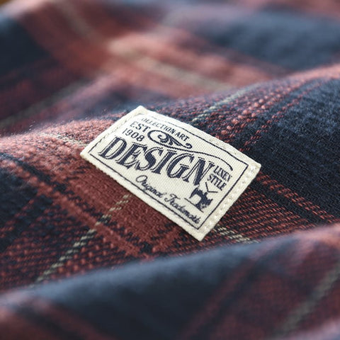 Striped Plaid Spring And Autumn Long-sleeved Shirt Men&