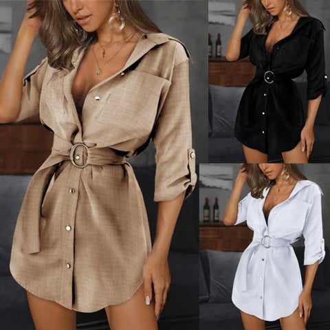 waist sleeves cardigan shirt dress 