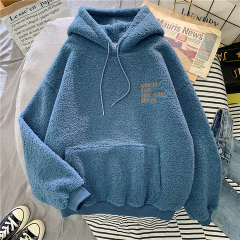 velvet thickened lamb velvet furry sweater female bf student autumn and winter warm hoodie