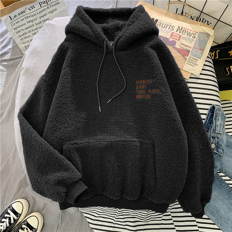 velvet thickened lamb velvet furry sweater female bf student autumn and winter warm hoodie