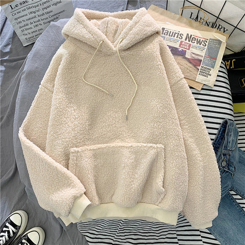 velvet thickened lamb velvet furry sweater female bf student autumn and winter warm hoodie