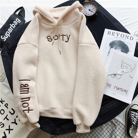 velvet thickened lamb velvet furry sweater female bf student autumn and winter warm hoodie