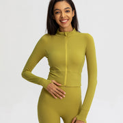 Sports coat women's tight-fitting yoga wear quick-drying long-sleeved top zipper cardigan running fitness wear jacket