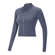 Sports coat women's tight-fitting yoga wear quick-drying long-sleeved top zipper cardigan running fitness wear jacket