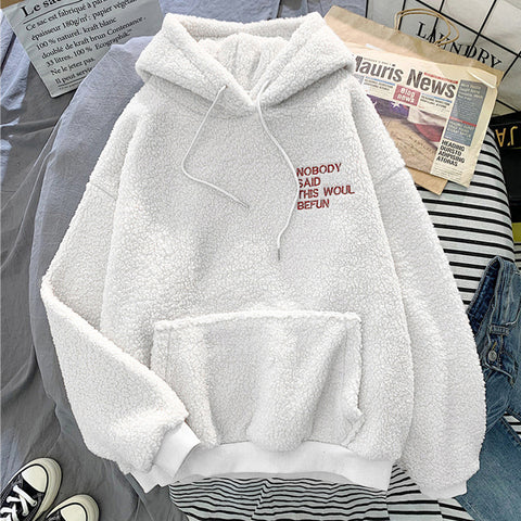 velvet thickened lamb velvet furry sweater female bf student autumn and winter warm hoodie