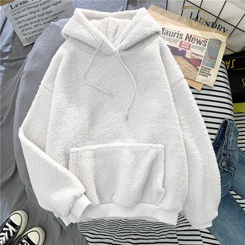 velvet thickened lamb velvet furry sweater female bf student autumn and winter warm hoodie