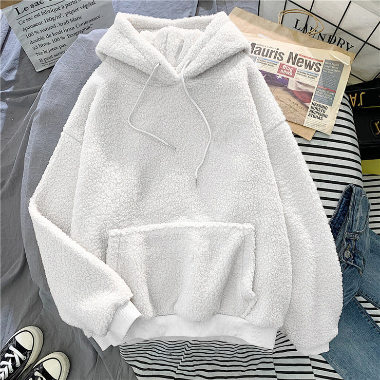 velvet thickened lamb velvet furry sweater female bf student autumn and winter warm hoodie