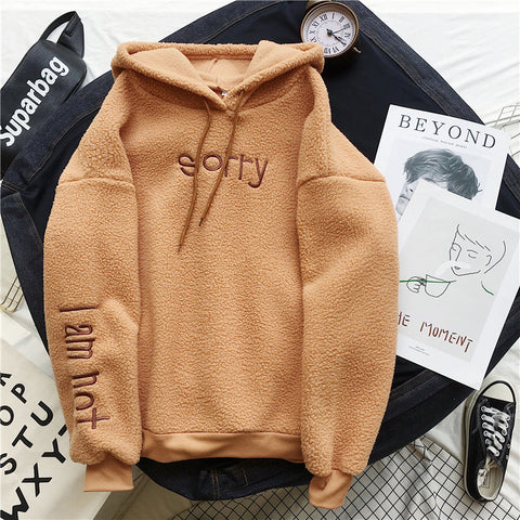 velvet thickened lamb velvet furry sweater female bf student autumn and winter warm hoodie