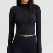 Sports coat women's tight-fitting yoga wear quick-drying long-sleeved top zipper cardigan running fitness wear jacket