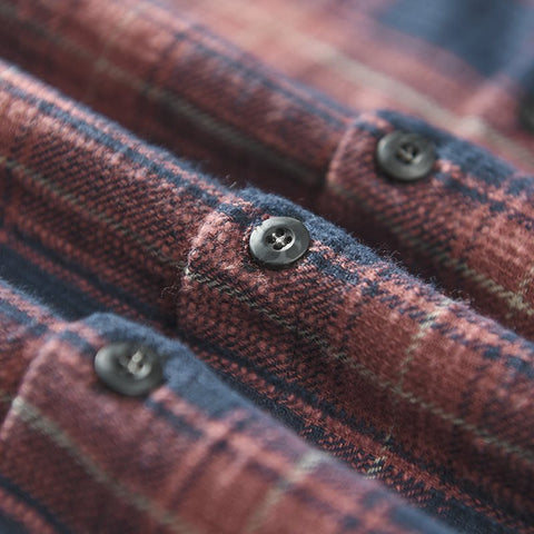 Striped Plaid Spring And Autumn Long-sleeved Shirt Men&