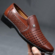 Men's sandals 2024 new summer casual  hole shoes hollow men's leather sandals wholesale one piece drop shipping