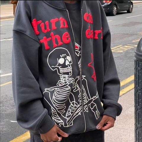 2022 Spot Supply AliExpress Explosive Style Zipper Sweatshirt Long Sleeve Fleece Hoodie Casual Loose Sweatshirt Men and Women