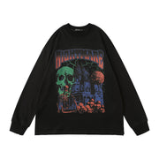 TKPA autumn new long-sleeved T-shirt American men's and women's retro print oversize hip-hop high street thin sweatshirt jacket