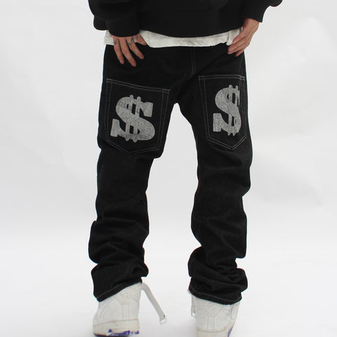 European and American style letter printed jeans men&