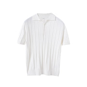 2022 spring and summer POLO shirt collar sweater men's short-sleeved slim-fit trendy stripe solid color lapel pullover sweater men
