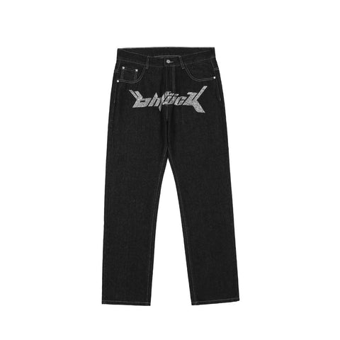 European and American style letter printed jeans men&
